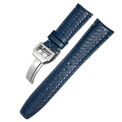 Bracelet de montre tissé en cuir de vachette pour IWC, bracelet de montre en cuir véritable, extrémité incurvée, marque de pilote portugaise, haute qualité, 20mm, 21mm, 22mm