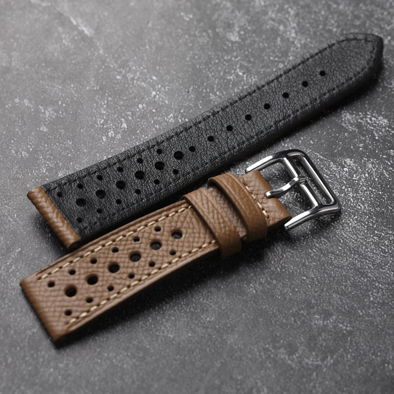 Palm Mars Handmade Cowhide Watch Band for Men, Genuine Leather, Soft Style, First Layer, Black, Brown, Grey, 18mm, 19mm, 20mm, 21mm, 22mm