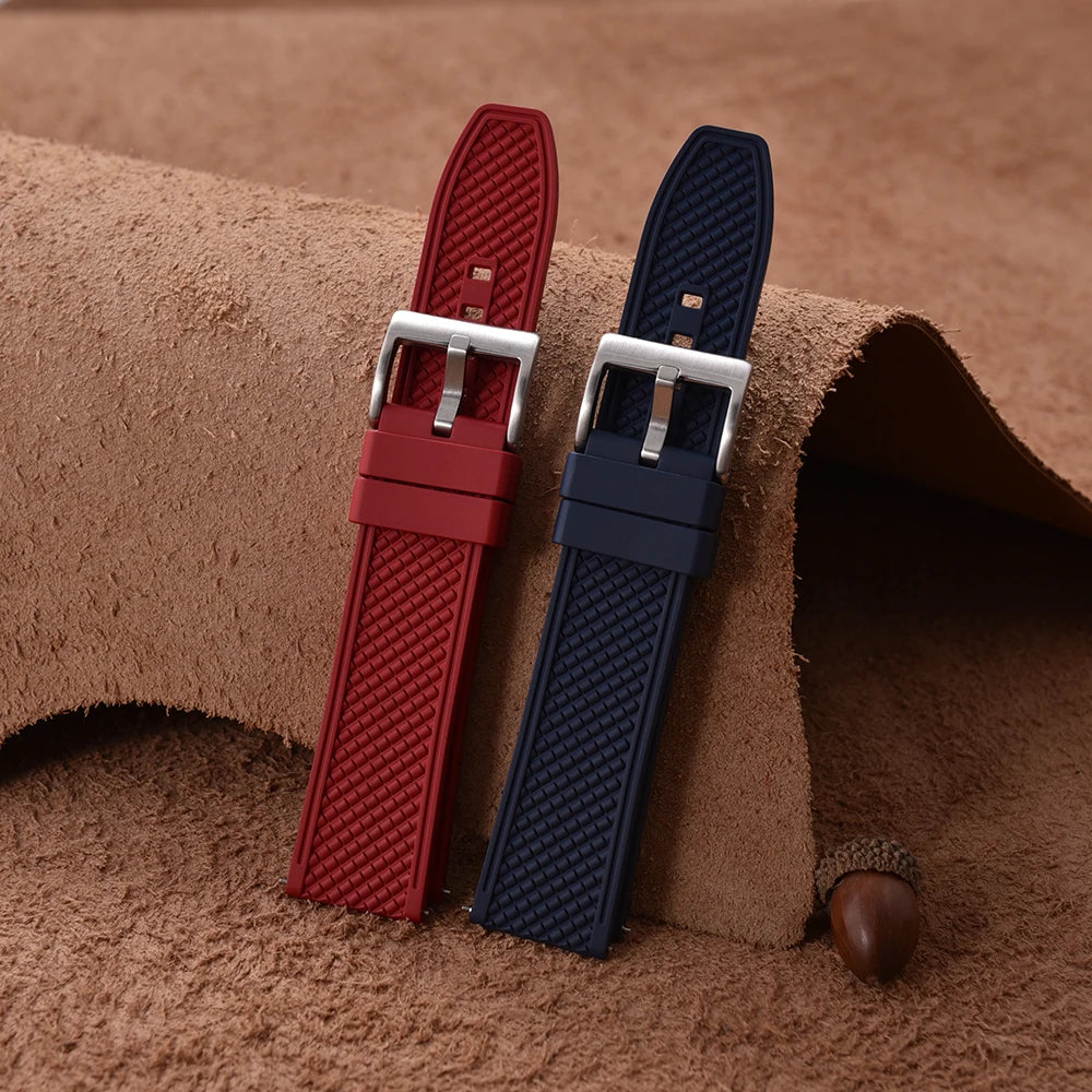 18mm 20mm 22mm 24mm haute qualité forme de balle FKM bracelet de montre en caoutchouc à dégagement rapide bracelet de plongée souple étanche pour HAISCH