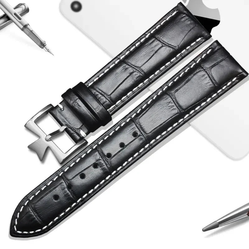 Cinturino universale in pelle da uomo, cinturino con motivo coccodrillo, primo strato, VachAndervc Constantin Heritage, 19mm, 21mm