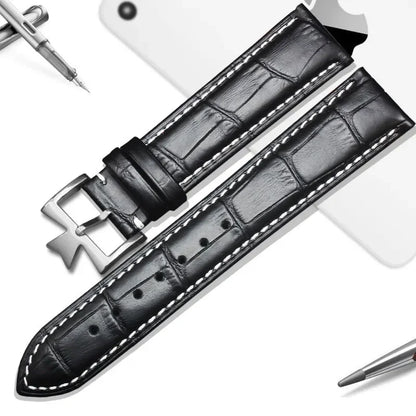 Cinturino universale in pelle da uomo, cinturino con motivo coccodrillo, primo strato, VachAndervc Constantin Heritage, 19mm, 21mm