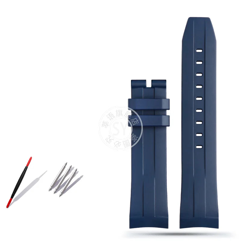 Rubber watch strap with curved interface, for Tissot 1853 Sports Starfish Seastar T series, 1853 120407 A T 120417 A 21mm 22mm strap
