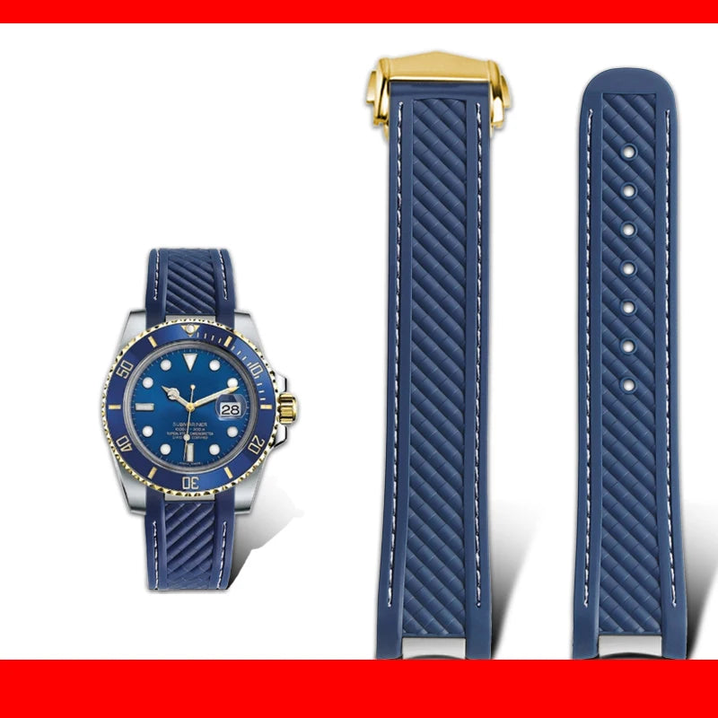 Correa de reloj de caucho y silicona, 20mm, adaptable a Omega Seamaster 300 AT150, para Rolex, negro, verde, Water Ghost, cierre desplegable