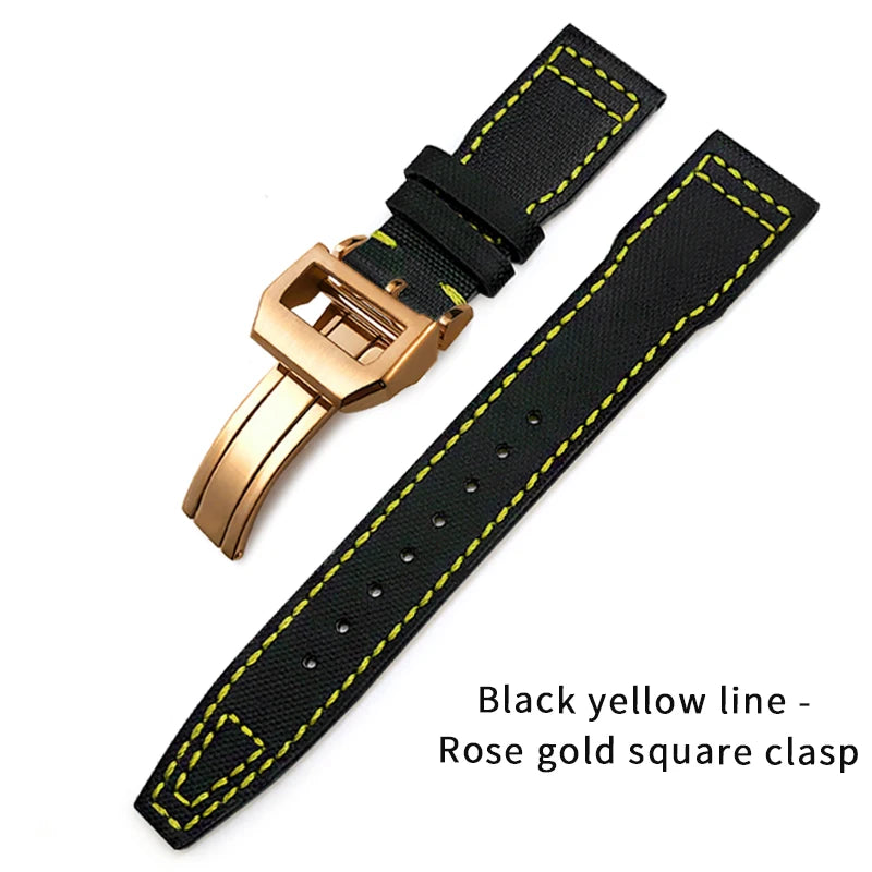 Bracelet de montre en cuir de Nylon 20mm 21mm 22mm pour montres IWC Big Pilot PORTOFINO IW3777 bracelet de montre en cuir de vache bleu vert noir rouge