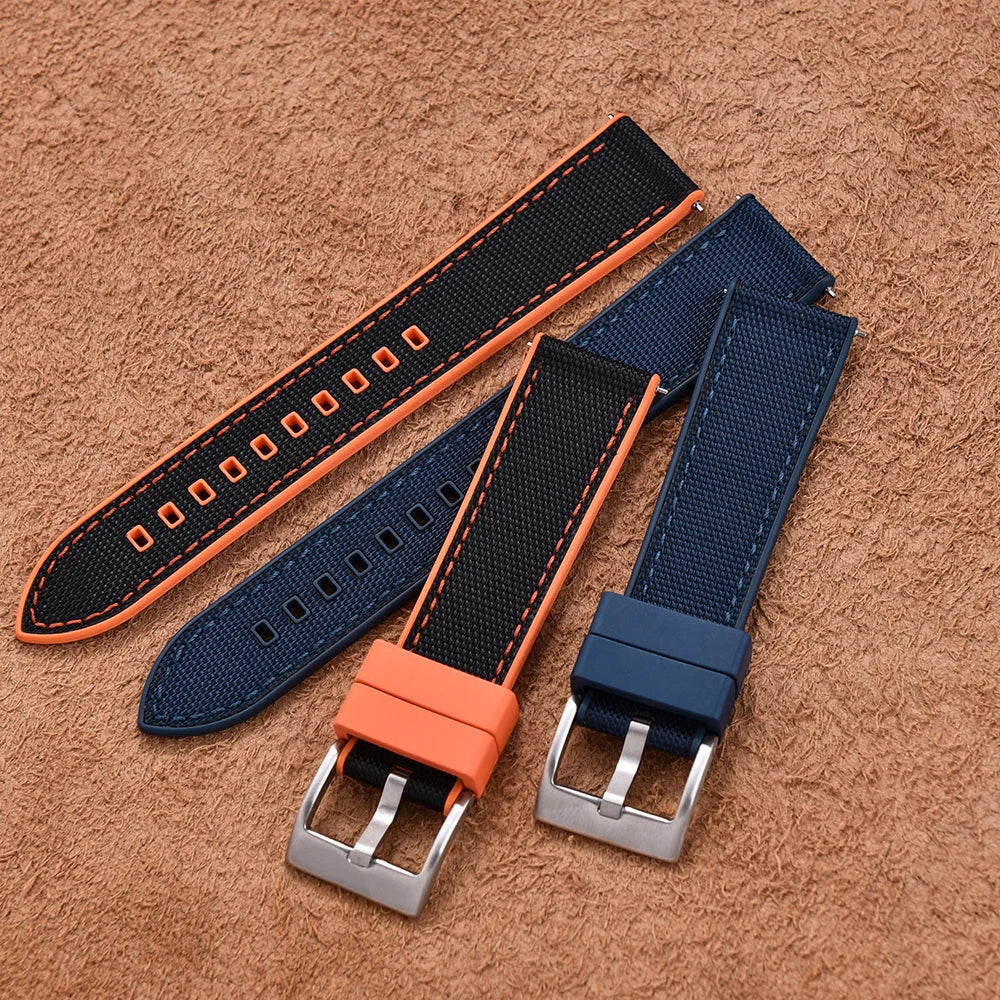 Bracelet de montre FKM en Nylon hybride de haute qualité 20mm 22mm bracelets de montre en caoutchouc fluoré en Nylon à dégagement rapide pour chaque marque montres de plongée