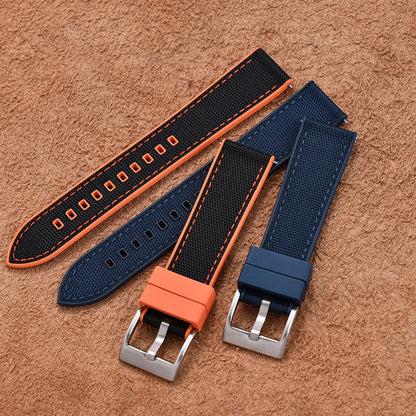 Bracelet de montre FKM en Nylon hybride de haute qualité 20mm 22mm bracelets de montre en caoutchouc fluoré en Nylon à dégagement rapide pour chaque marque montres de plongée