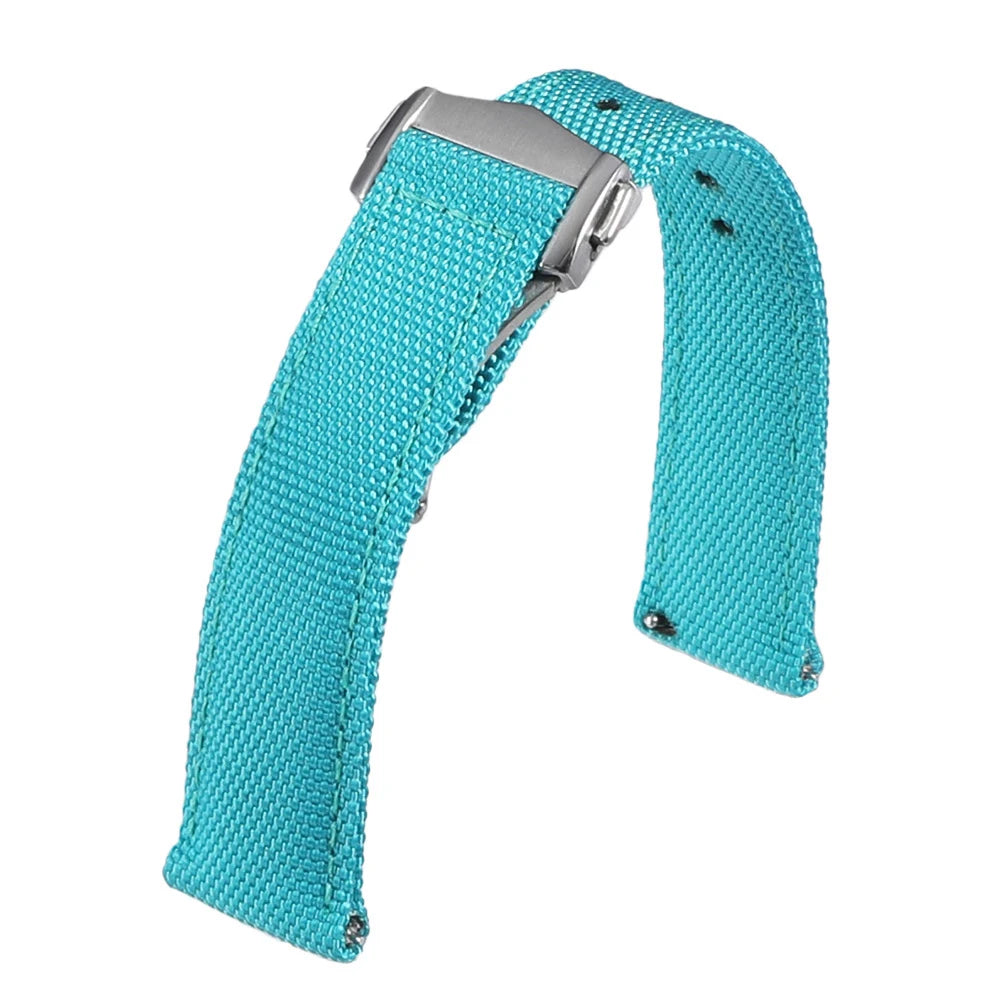 Cinturino per orologio in tessuto a vela deployante 20mm 22mm Cinturino per orologio in Nylon impermeabile a doppia faccia a sgancio rapido con fibbia pieghevole per Omega