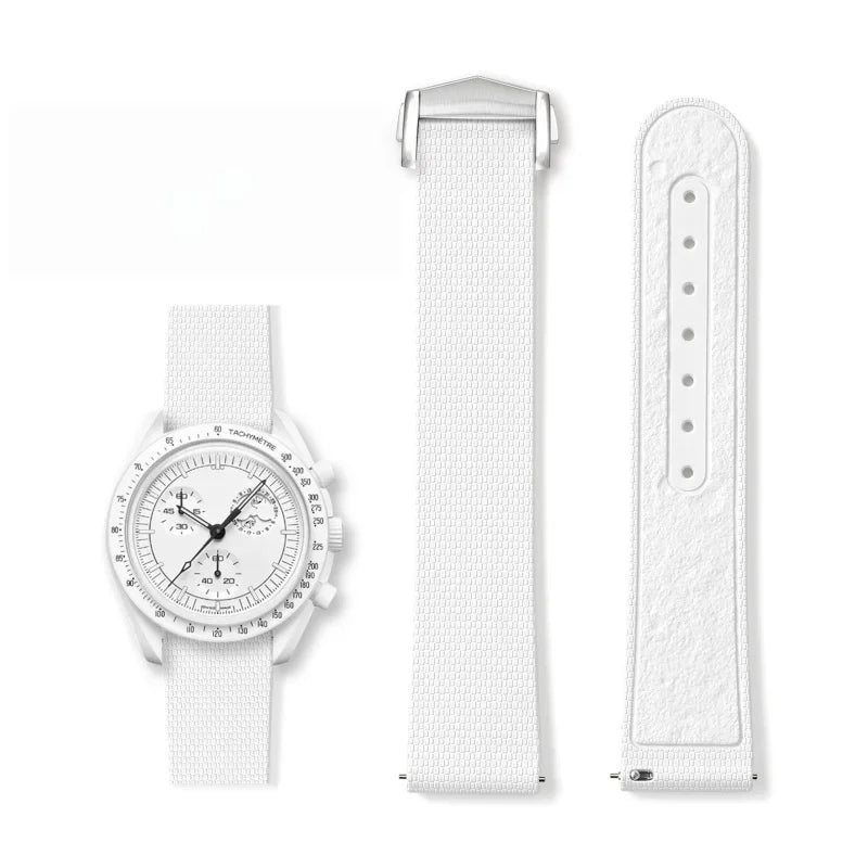 20mm Soft FKM Rubber Watch Strap, New, for Omega, Quick Release Bracelet for Seamaster, Waterproof Sports Watch Band