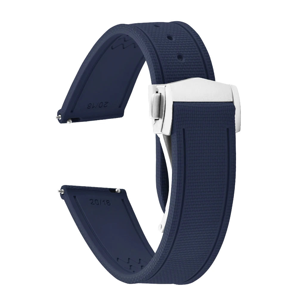 Premium Quality FKM Soft Rubber Watch Strap 20mm 21mm 22mm Sailcloth Texture Sport Band Quick Release Universal Watchband for DLug