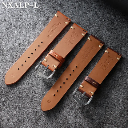 Bracelet de montre en cuir de vache cousu à la main, 18mm 19mm 20mm 21mm 22mm, bracelet en cuir mat pour Seiko pour bracelet de montre Omega à dégagement rapide