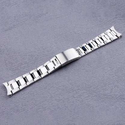 Cinturino per orologio da 19 mm, lucidatura argento, estremità curva e cava, stile Oyster, per SEIKO 5 SNXS73 75 77 79 80 81 SNFF05 SNXG47