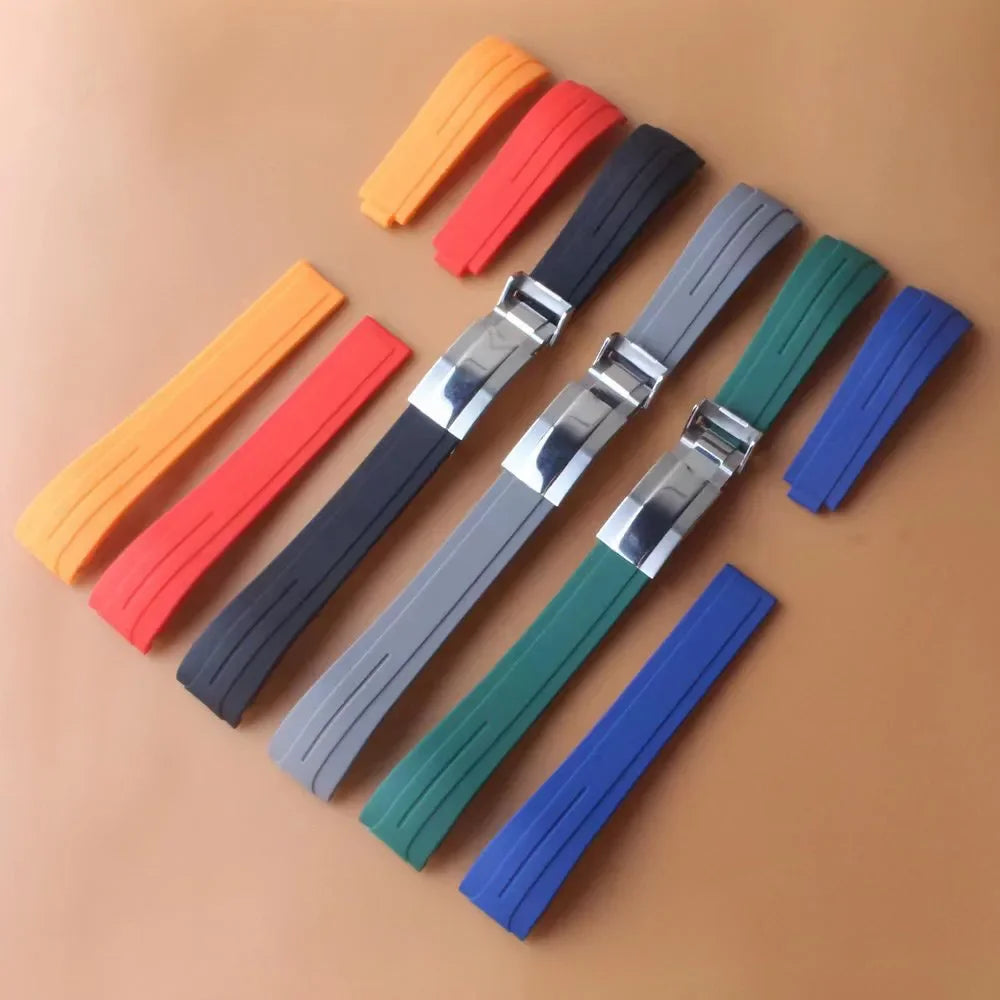 20mm Rubber Watch Strap for Rolex, Water Ghost Bracelet, Oysterflex, Curved End Silicone Watch Strap, Men's Sport Belt