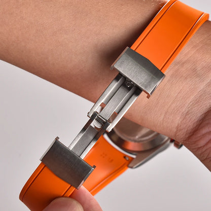 OZE Bracelet de montre en caoutchouc Premium - Courbé / Rapide / Boucle Déployante - à Découper