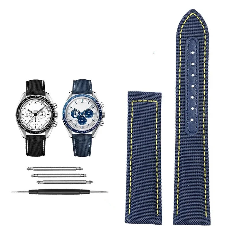Bracelets de montre en toile et Nylon, 19mm 20mm, pour Omega Seamaster 300 Speedmaster AT150 Omega Speedmaster Slubby série 310.32, bracelet en Nylon