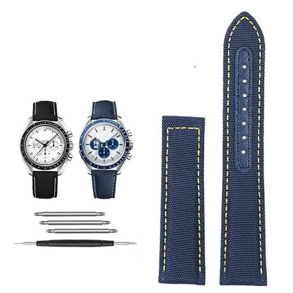 Bracelets de montre en toile et Nylon, 19mm 20mm, pour Omega Seamaster 300 Speedmaster AT150 Omega Speedmaster Slubby série 310.32, bracelet en Nylon