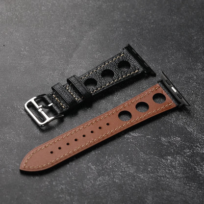 Handmade Breathable Leather Strap for Apple Watch S10 Ultra 2, Brown, Black, Goatskin, 46mm, 45mm, 49mm