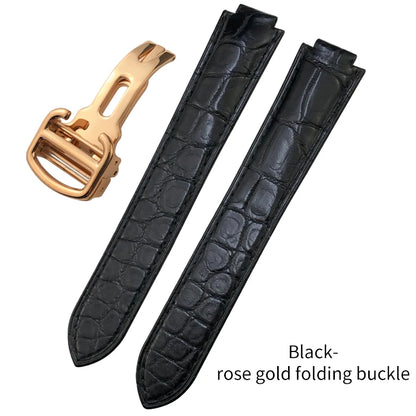Bracelet de montre en cuir véritable pour Cartier Ballon Wiltshire u de Cartier, peau de crocodile, noir, marron, 14mm, 16mm, 18mm, 20mm, 22mm