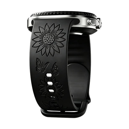 Cinturino in silicone per Samsung Galaxy Watch 8/9, 44 40 mm, incisione a girasole, cinturino Galaxy Watch 8 Classic 46 mm