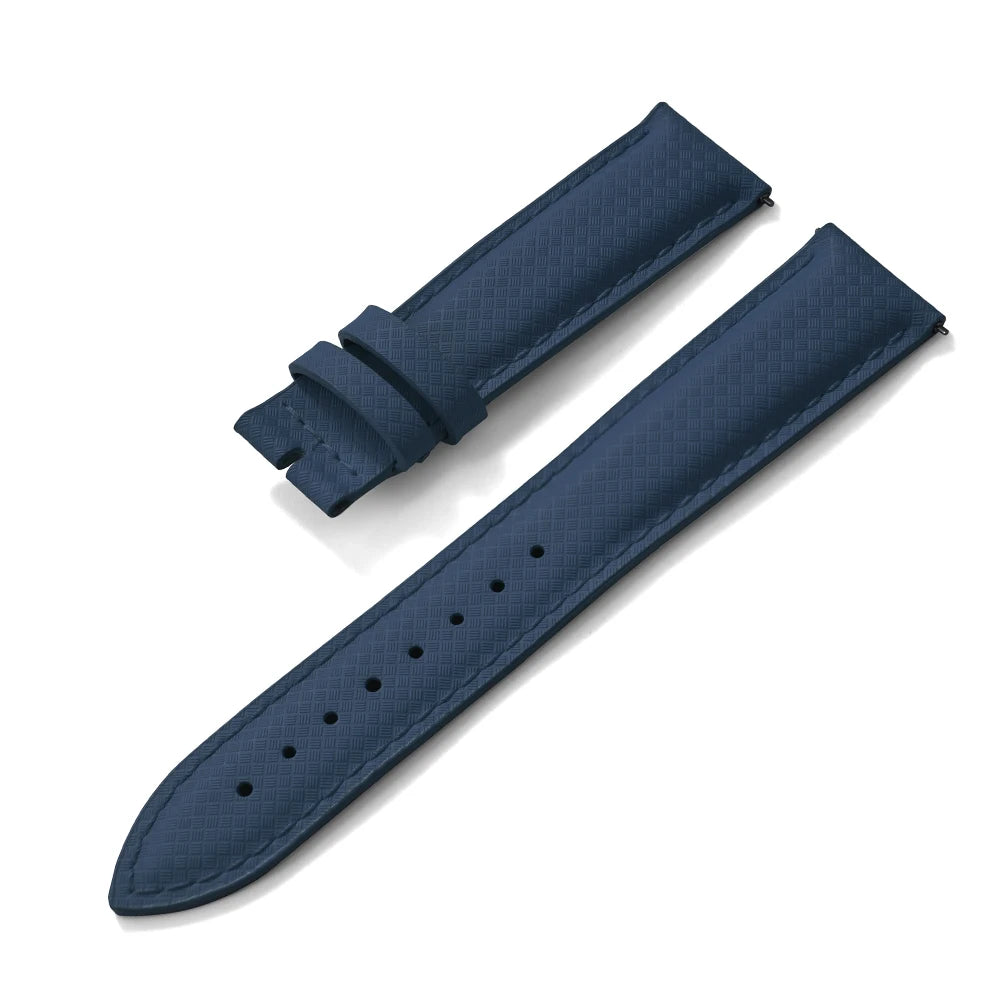 STAPELP – Fabric Sailcloth Strap, 18mm, 19mm, 20mm, 22mm, Top FKM + Leather Base, Textured Rubber Watch Straps, Quick Release Pin Buckle