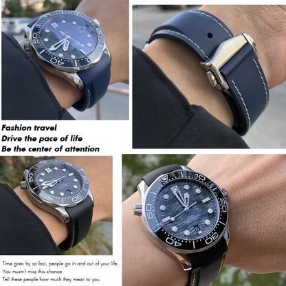 Bracelet de montre en caoutchouc et Silicone, 20mm 22mm, 19mm 21mm, pour montre Omega Seamaster 300 Planet Ocean, Longines Seiko SKX 007