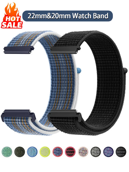 Bracelet à boucle en Nylon pour Amazfit Bip 6/5/GTS 4/3/2/2e/Mini/GTR 42mm/47mm/GTR 4/3 Pro Sport, 20mm/22mm, 2 bandes