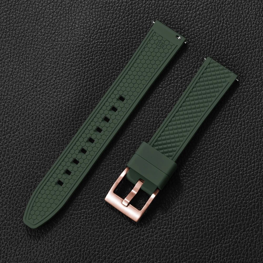 Bracelet en caoutchouc fluoré FKM, 18mm 20mm 22mm 24mm, Bracelet de montre à dégagement rapide pour plongée Omega Seiko Tissot Rolex, ceinture universelle