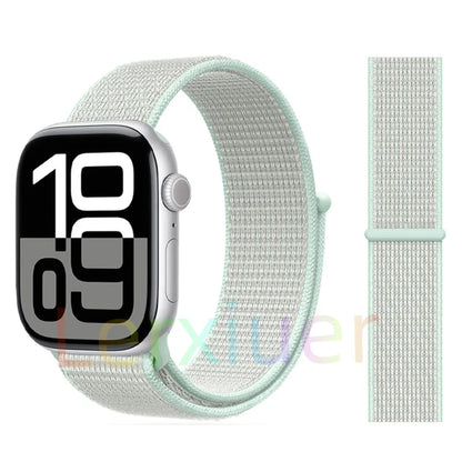 适用于 Apple Watch 46mm 44mm 45mm 40mm 41mm 42mm 的尼龙回环表带，适配 iWatch 系列 11 10 9 SE 8 7 6 5 4 Ultra 3 2 49mm
