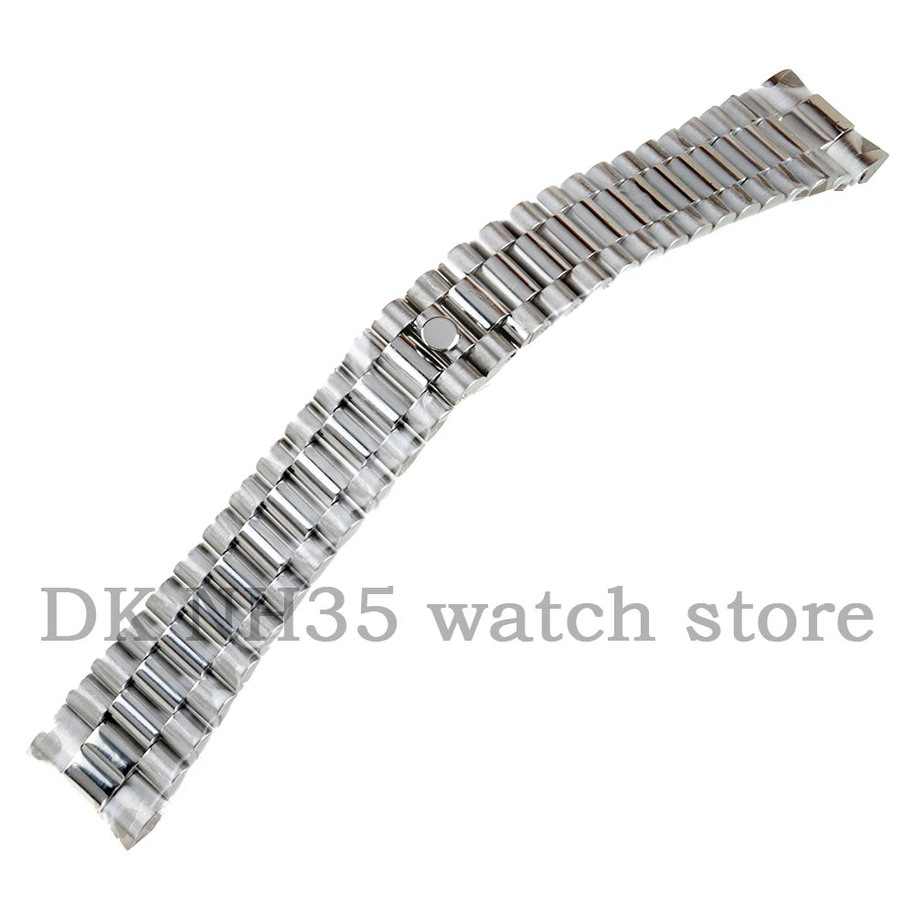 Solid stainless steel watch bracelet, 316L silver, 20mm, folding clasp, suitable for Sub Log NH35 NH36 watch cases, Presidential/Oyster bracelet