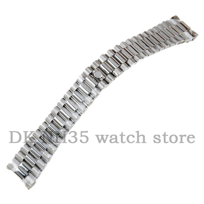 Solid stainless steel watch bracelet, 316L silver, 20mm, folding clasp, suitable for Sub Log NH35 NH36 watch cases, Presidential/Oyster bracelet