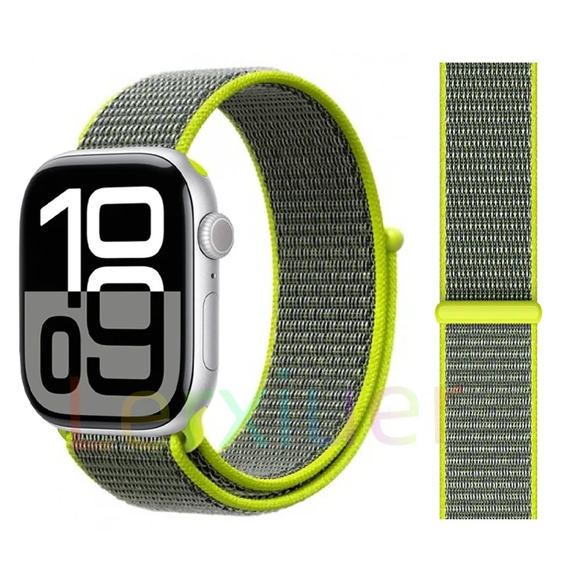 适用于 Apple Watch 46mm 44mm 45mm 40mm 41mm 42mm 的尼龙回环表带，适配 iWatch 系列 11 10 9 SE 8 7 6 5 4 Ultra 3 2 49mm