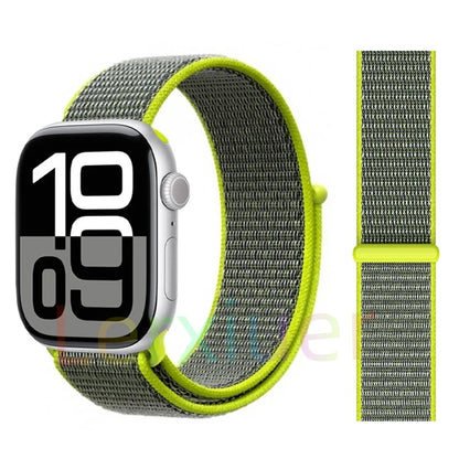 适用于 Apple Watch 46mm 44mm 45mm 40mm 41mm 42mm 的尼龙回环表带，适配 iWatch 系列 11 10 9 SE 8 7 6 5 4 Ultra 3 2 49mm