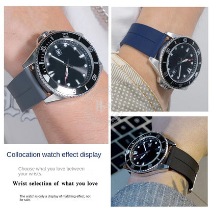 22mm Soft Silicone Watch Band for Casio Marlin MDV-106 Duro MDv106 MTP-1374 1375 EFS-S510 EFV-540, Magnetic Folding Buckle