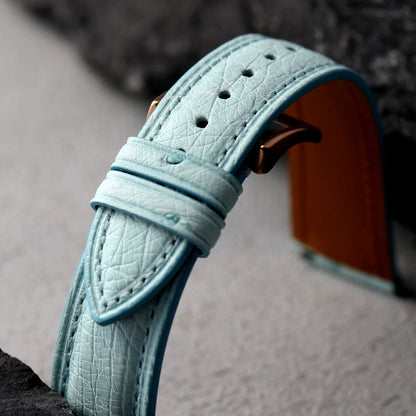 Premium Ostrich Leather Strap, Quick Release 18 19 20 22MM, Soft Retro Ice Blue Bracelet, Suitable for Antique Watch Bracelet