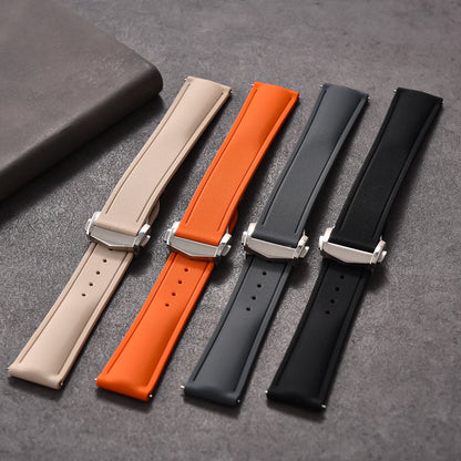 Bracelet de montre déployant de sport à motif tissé de haute qualité, 20mm 21mm 22mm, bracelet de montre en caoutchouc FKM