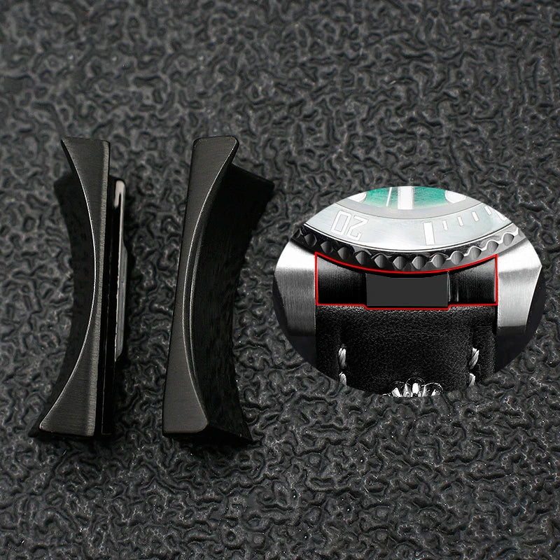 Attacco finale curvo per cinturino di orologio Rolex, cinturino di orologio Submariner, cinturino in gomma o pelle, connessione senza soluzione di continuità, 2 pezzi, 20 mm, 21 mm