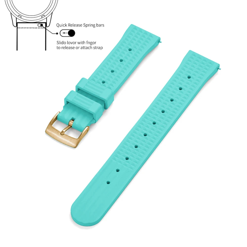 JUELONG – bracelets de montre en caoutchouc gaufré FKM, à dégagement rapide, étanche, Durable, en caoutchouc fluoré, 20mm 22mm, pour montre de plongée traditionnelle