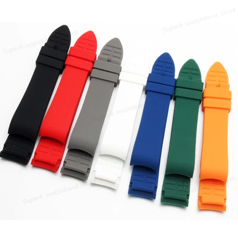 Bracelet de montre en Silicone, 18/19/20/21/22/24mm, extrémité incurvée, pour montre Rolex Water Ghost, pour Seiko, Bracelet en caoutchouc, boucle papillon