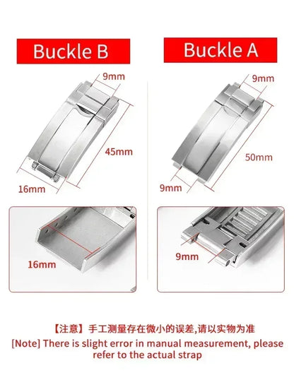 Original folding clasp in 904L stainless steel, for Rolex watch, frosted brushed silver, new Version Submariner 9x9 9x16mm