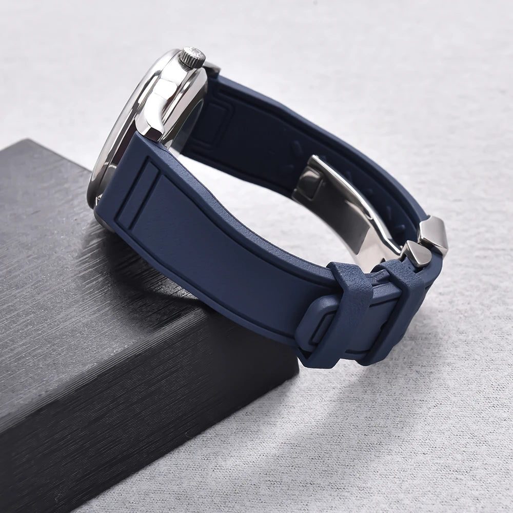 20mm 21mm 22mm Premium FKM Fluoro Rubber Watch Straps FPM Butterfly Buckle Quick Release Watch Bands for I-WC Watch Bands