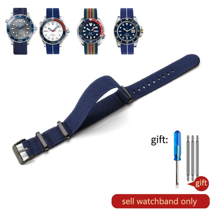 Retro Parachute Nylon Watch Strap for Rolex Tudor Biwan Omega Heuer IWC Men High-Density Knit 18 20 22mm Replacement Accessories