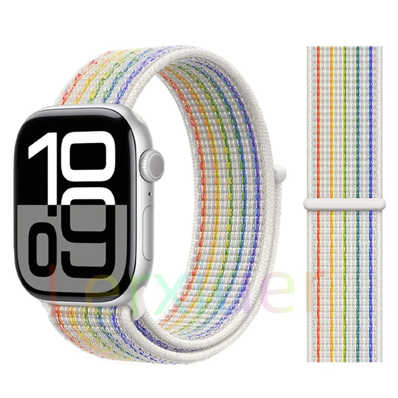 适用于 Apple Watch 46mm 44mm 45mm 40mm 41mm 42mm 的尼龙回环表带，适配 iWatch 系列 11 10 9 SE 8 7 6 5 4 Ultra 3 2 49mm
