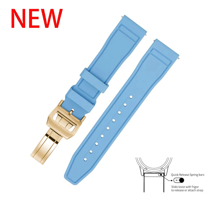 20mm 21mm 22mm Premium FKM Fluoro Rubber Watch Straps FPM Butterfly Buckle Quick Release Watch Bands for I-WC Watch Bands