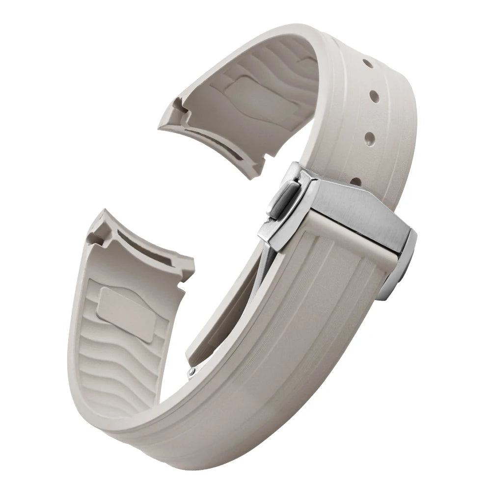 FKM bracelet en caoutchouc 20mm pour Omega X Swatch Seamaster300 bracelet de montre en caoutchouc à extrémité incurvée boucle papillon pliante pour Omega MoonSwatch