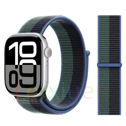 适用于 Apple Watch 46mm 44mm 45mm 40mm 41mm 42mm 的尼龙回环表带，适配 iWatch 系列 11 10 9 SE 8 7 6 5 4 Ultra 3 2 49mm