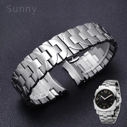 For Panerai Luminor Silver Black Series 24 22mm PAM 441111 Solid Stainless Steel Watch Bracelet, Rustproof, for Outdoor Business Men