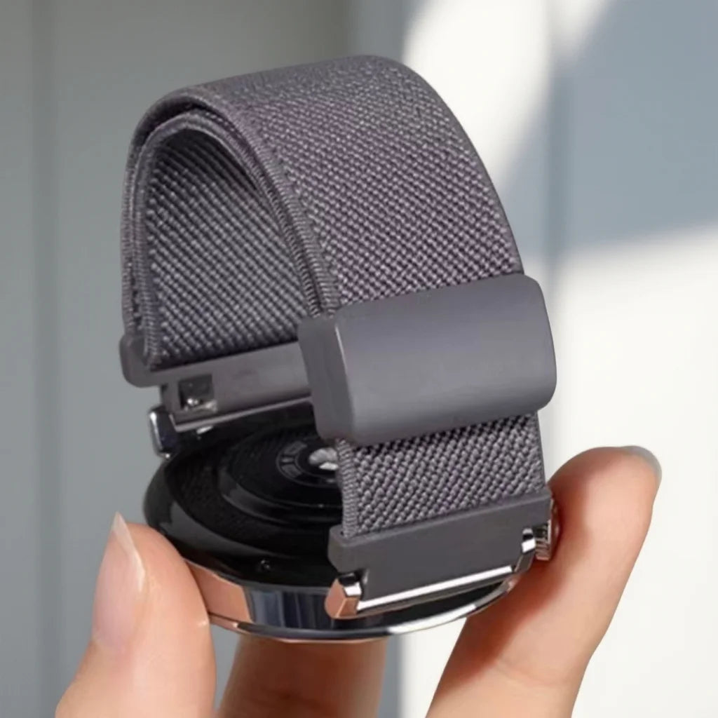 Boucle magnétique élastique en nylon pour Samsung Watch4/5/6/Huawei GT4/GT3/Watch 4/Amazfit GTR4/Xiaomi/Garmin Venu/Fenix 7