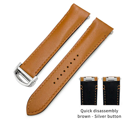 Bracelet en cuir de vache pour montre Cartier Santos WSSA0009 WSSA0018, vert, marron, noir, 21mm, bracelet de montre en cuir à dégagement rapide pour hommes