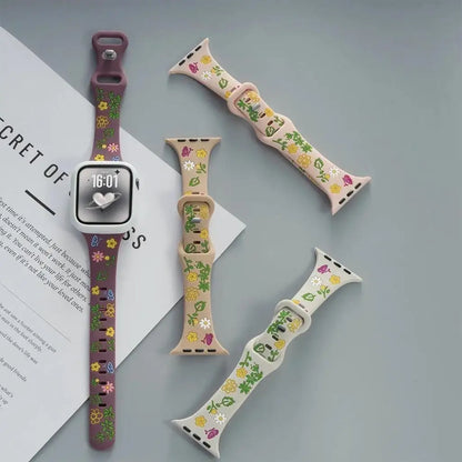 Cute Flower Silicone Strap Case for Apple Watch Ultra 49mm S10 S11 42mm 46mm 38 40 41 44 45 mm for iwatch SE 2 3 4 5 6 7 8 9
