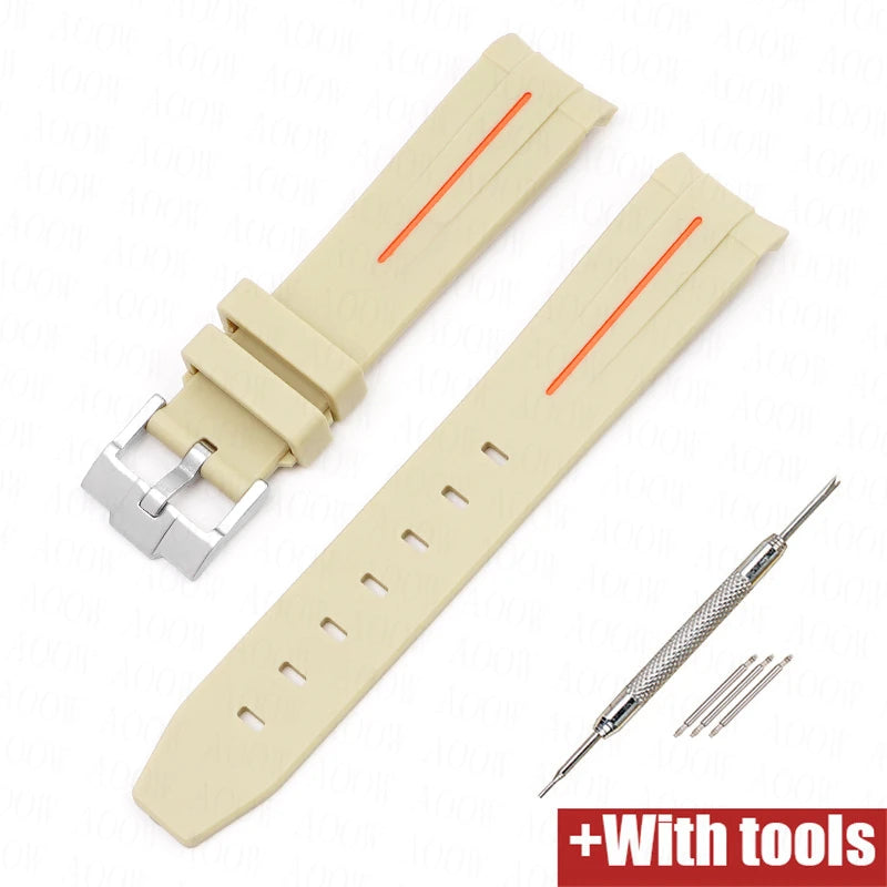 Curved End Rubber Strap for MoonSwatch, 20mm, for Men and Women, Waterproof Sport Watch Band