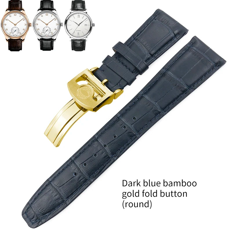 Bracelet de montre en cuir véritable pour hommes, 20mm, 21mm, 22mm, pour IWC, portugais, pilote, marron, noir, bleu